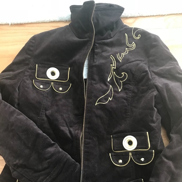 Chocolate Brown Corduroy Jacket - insulated, gold hardware - Picture 4 of 11
